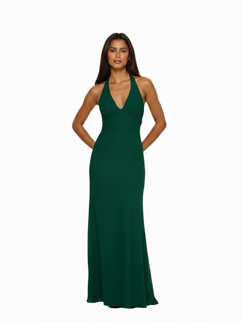 Elegant Green Luannie Scarf Halter Dress by Princess Polly size: 0